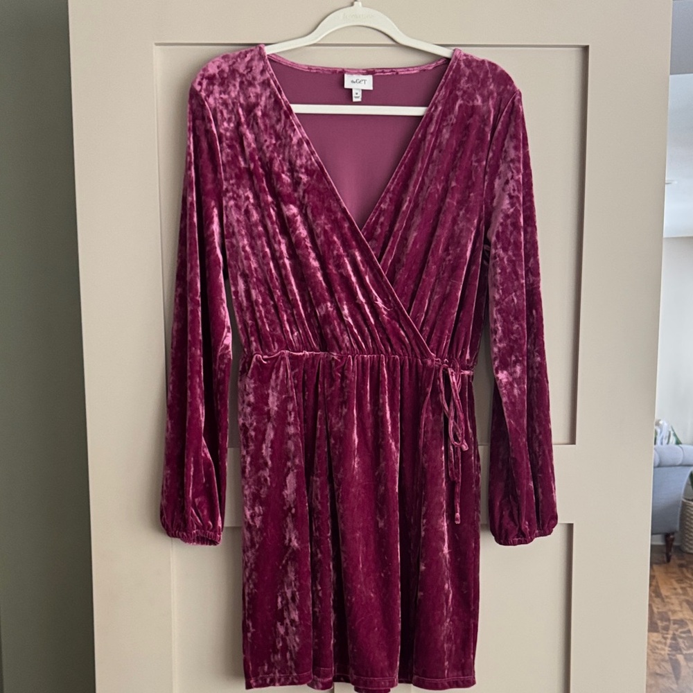 Elegant Velvet Wrap Dress in Rich Purple